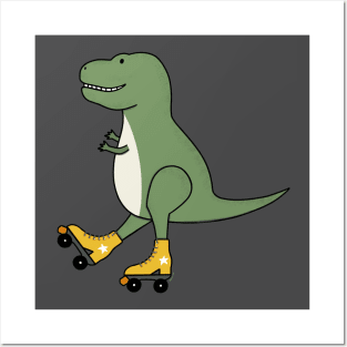 Roller skating dino Posters and Art